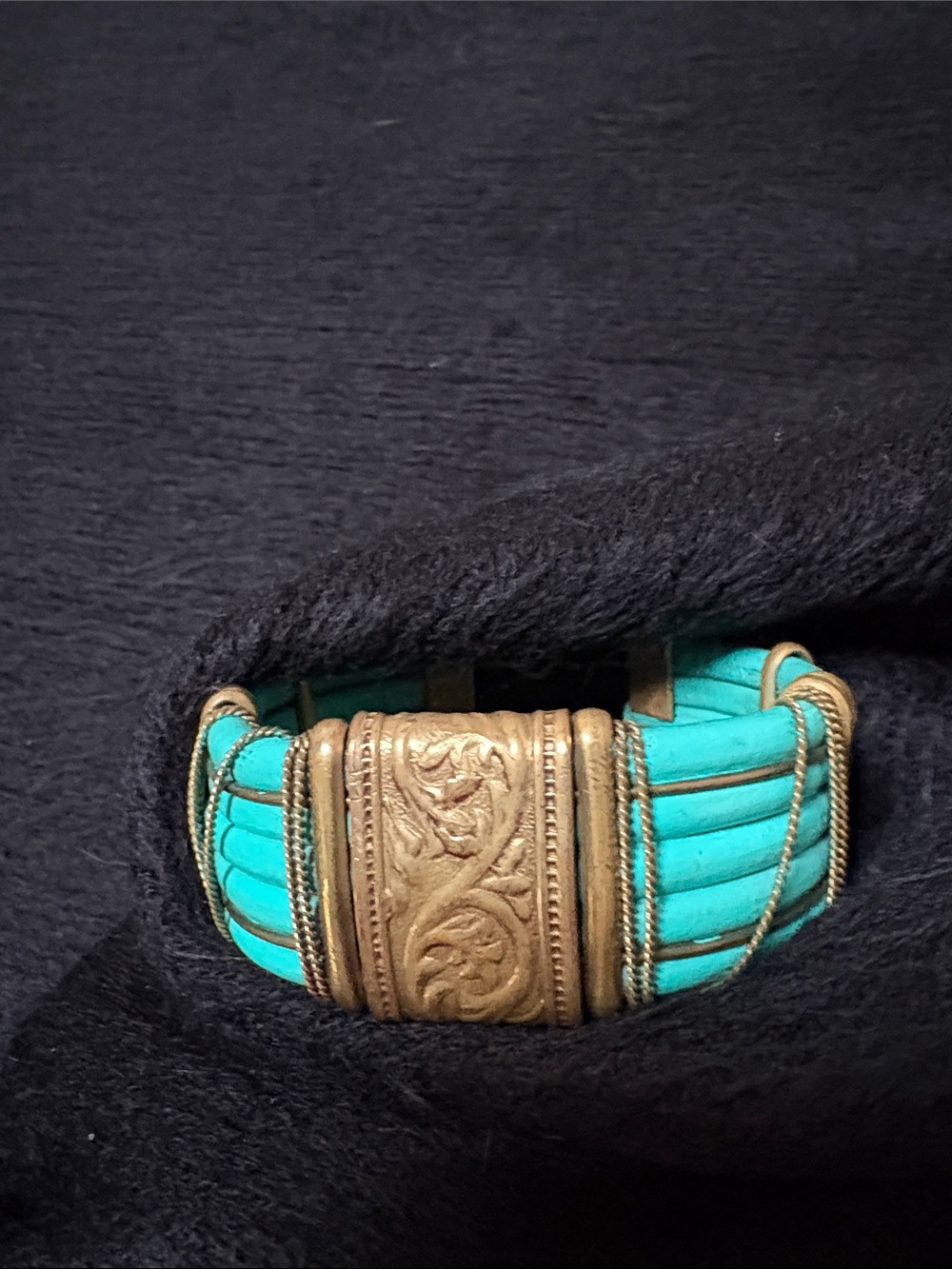 Vintage  Turquoise and Leather Bracelet